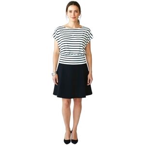 White House Black Market Classic black & white Striped fitted Top Oversized!